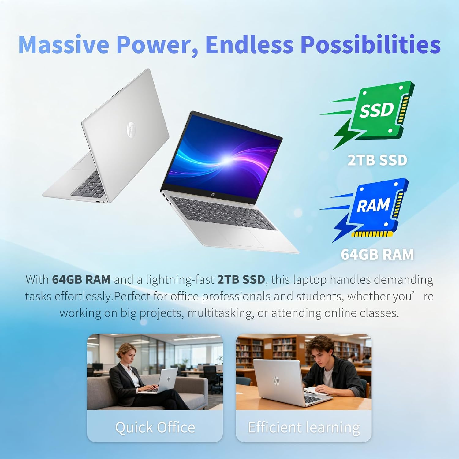 HP 2025 Touchscreen Laptop • Intel i3-1315U(Up to 4.5GHz) • 32GB RAM • 1 TB SSD • 15.6' 250 nits Anti-Glare Display • Copilot-AI Chat • Windows11 Pro Computer for Business & Students w/Accessories