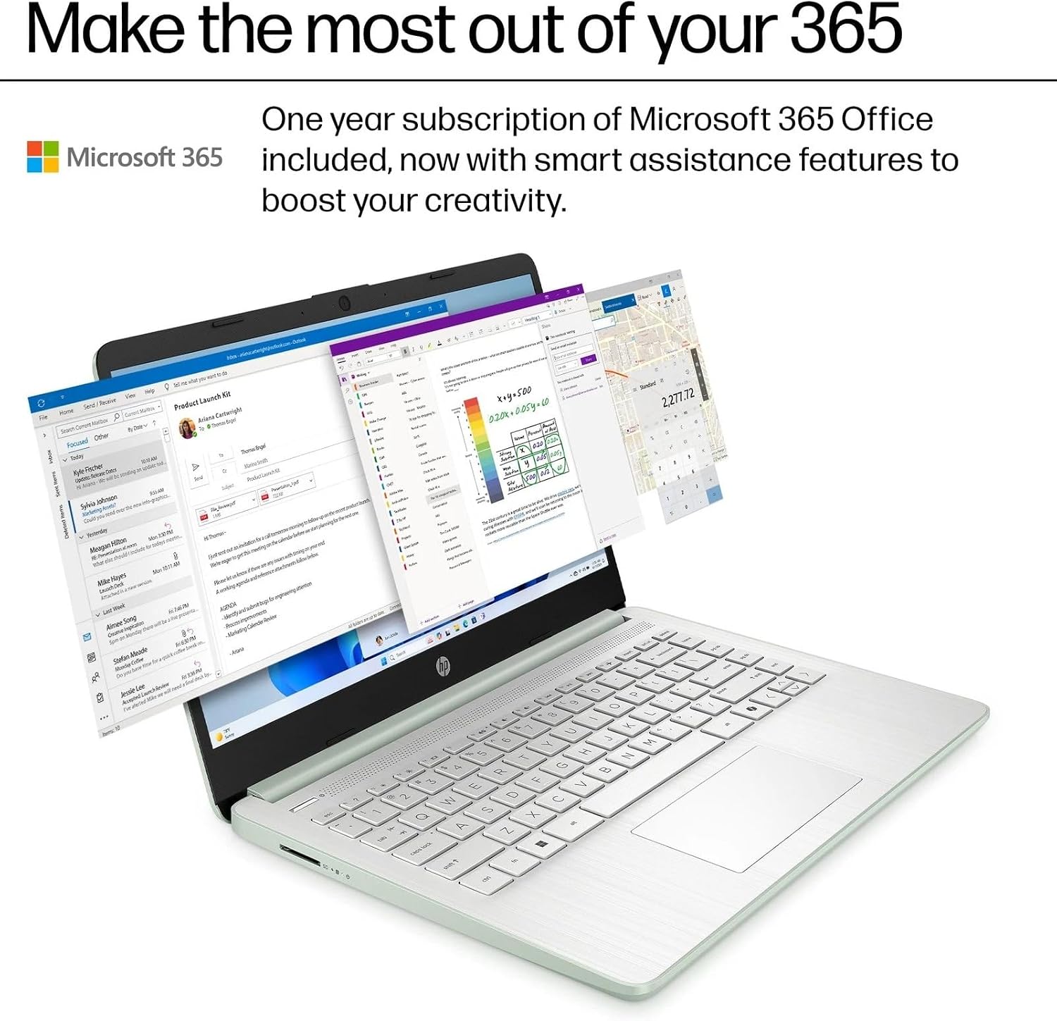 HP Stream 14 Student Business Laptop, Microsoft Office 365, Copilot AI, Intel N150 Processor(Quad-core), 32GB RAM, 128GB UFS, Willow Green, Windows 11 Home, with 5ave Kit