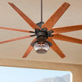 Casa Vieja 72' Predator Rustic Farmhouse Indoor Outdoor Ceiling Fan with LED Light English Bronze Cherry Hammered Glass Damp Rated for Patio Exterior House Home Porch Gazebo Garage Barn