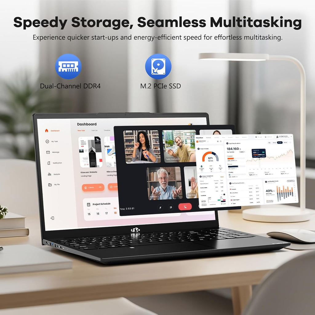 NIMO 15.6' FHD-IPS-Laptop Intel 8 Cores i5-12450H (Up to 4.4GHz, Beat i7-11800H), 8GB RAM 256GB SSD 100W PD Type-C Fingerprint, 2yr Warranty for Professionals & Students Office, Study & Travel