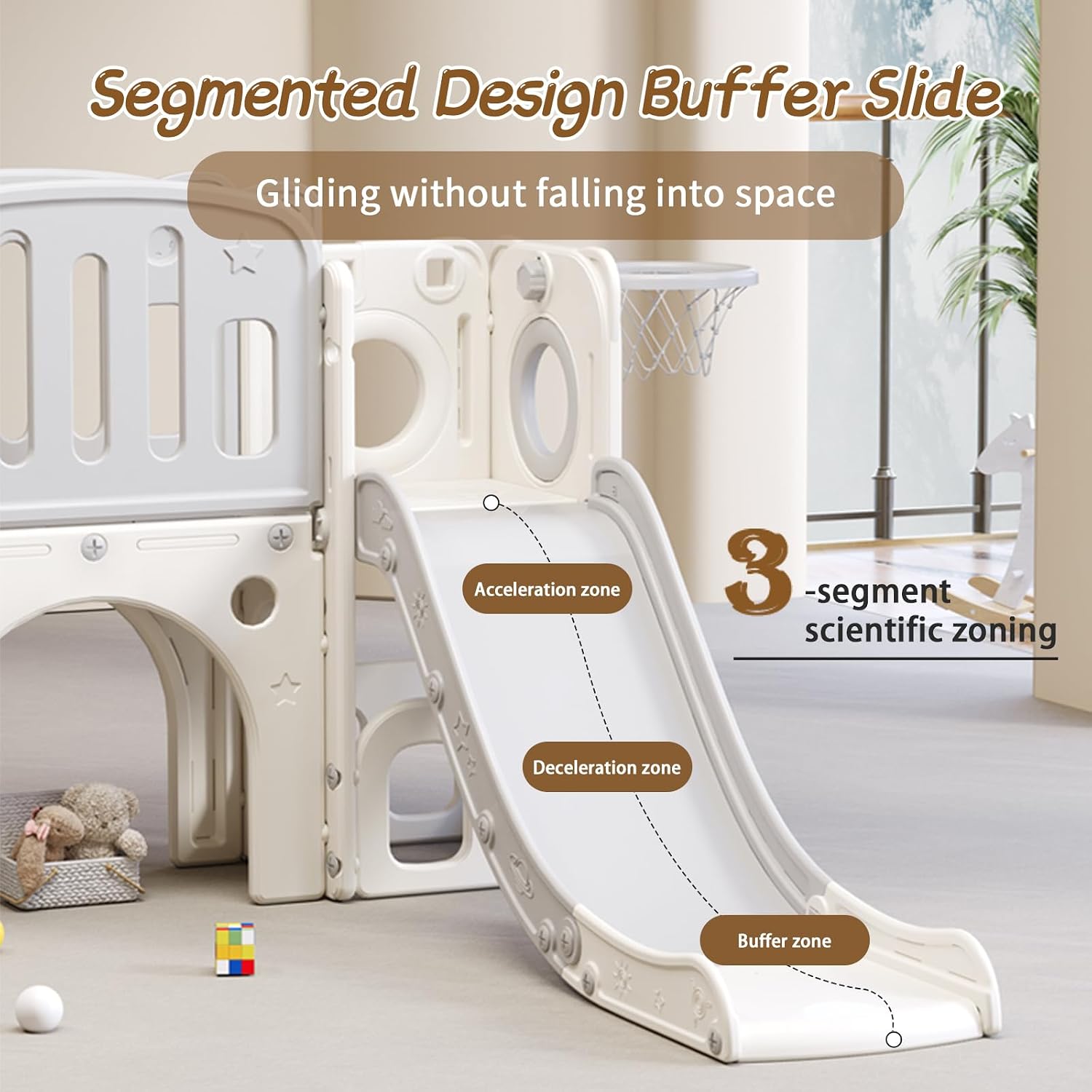 Toddler Slide,Kids Climber Slide with Storage Space and Non-Slip Steps,Indoor Outdoor Playset with Basketball Hoopa and Telescope,Slide for Toddlers Age 1-3