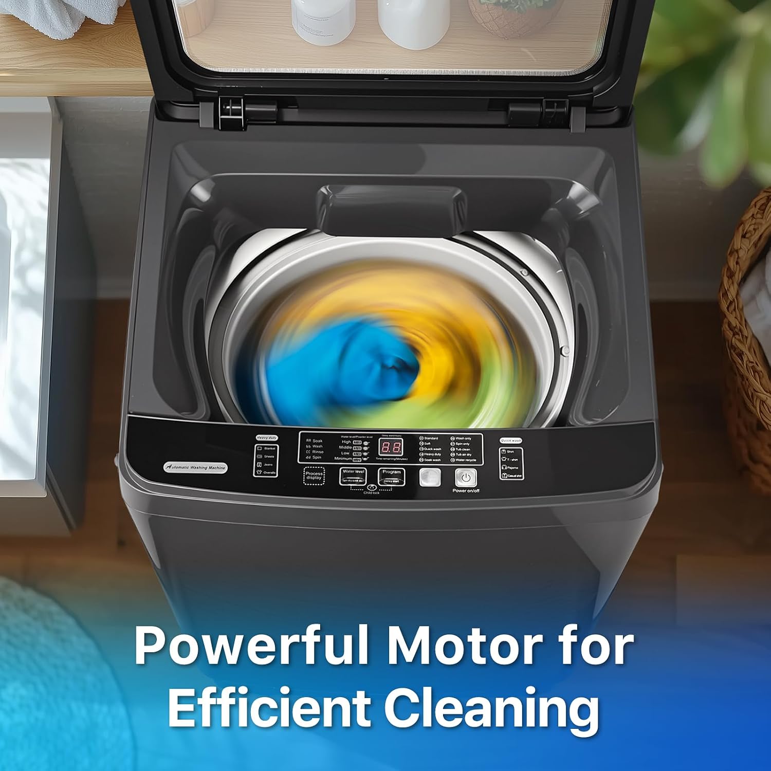 Anypro Clothes Washing Machines 27 LBS Full Automatic Washer and Spinner Combo with 10 Program and 8 Water Level, Laundry Wash Machine for Apartment RV Dorm, Grey
