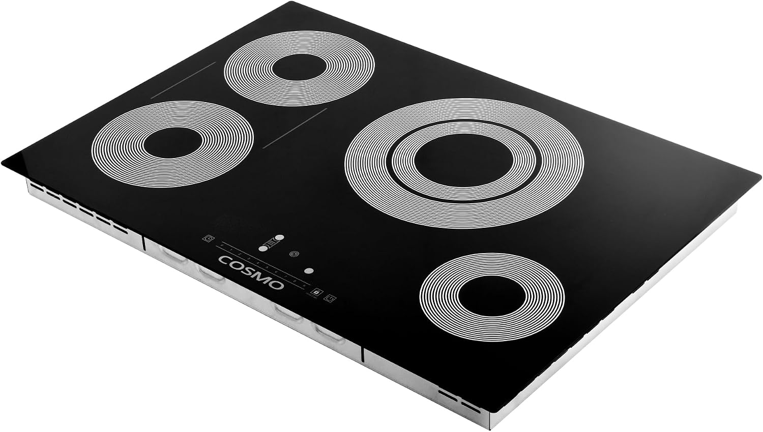 COSMO COS-304TBECC Electric Ceramic Glass Cooktop with 4 Burners, Dual Zone Element, Hot Surface Indicator Light and Touch Controls, 30 inch, Black