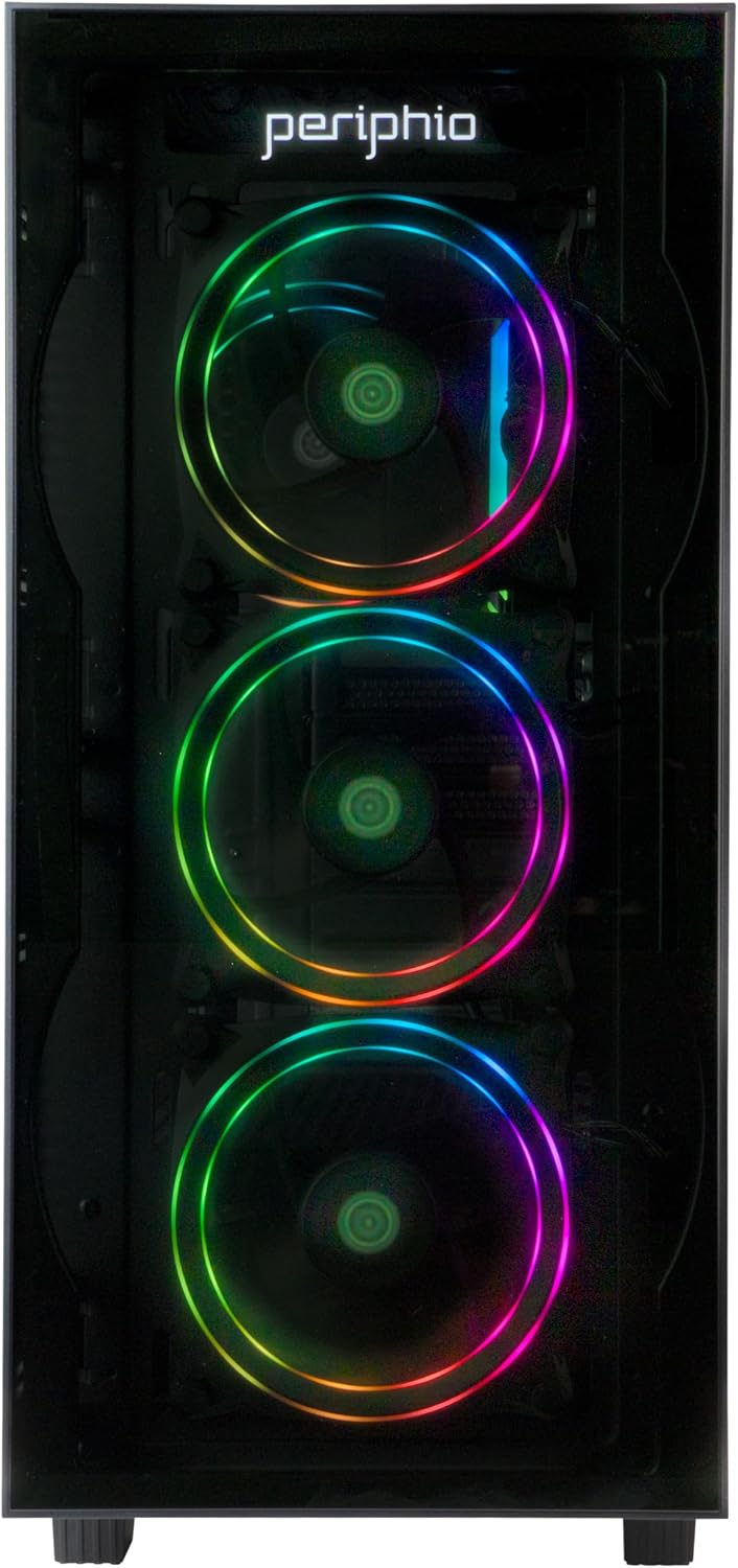 Periphio Terra Gaming PC, AMD Ryzen 5 5600GT up to 4.6 GHz with Radeon Vega 7 Graphics, 16GB RAM, 1TB NVMe SSD, WiFi, Windows 11 Desktop Computer, Black, 1080p PC Gaming, RGB Keyboard + Mouse Bundle