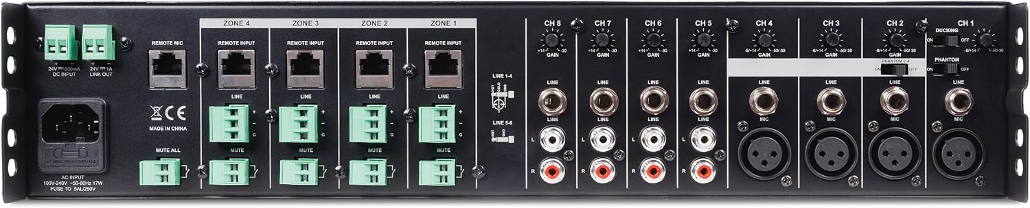 Pure Resonance Audio MX84 4 Zone 8-Channel Rack Mount Mic/Line Mixer