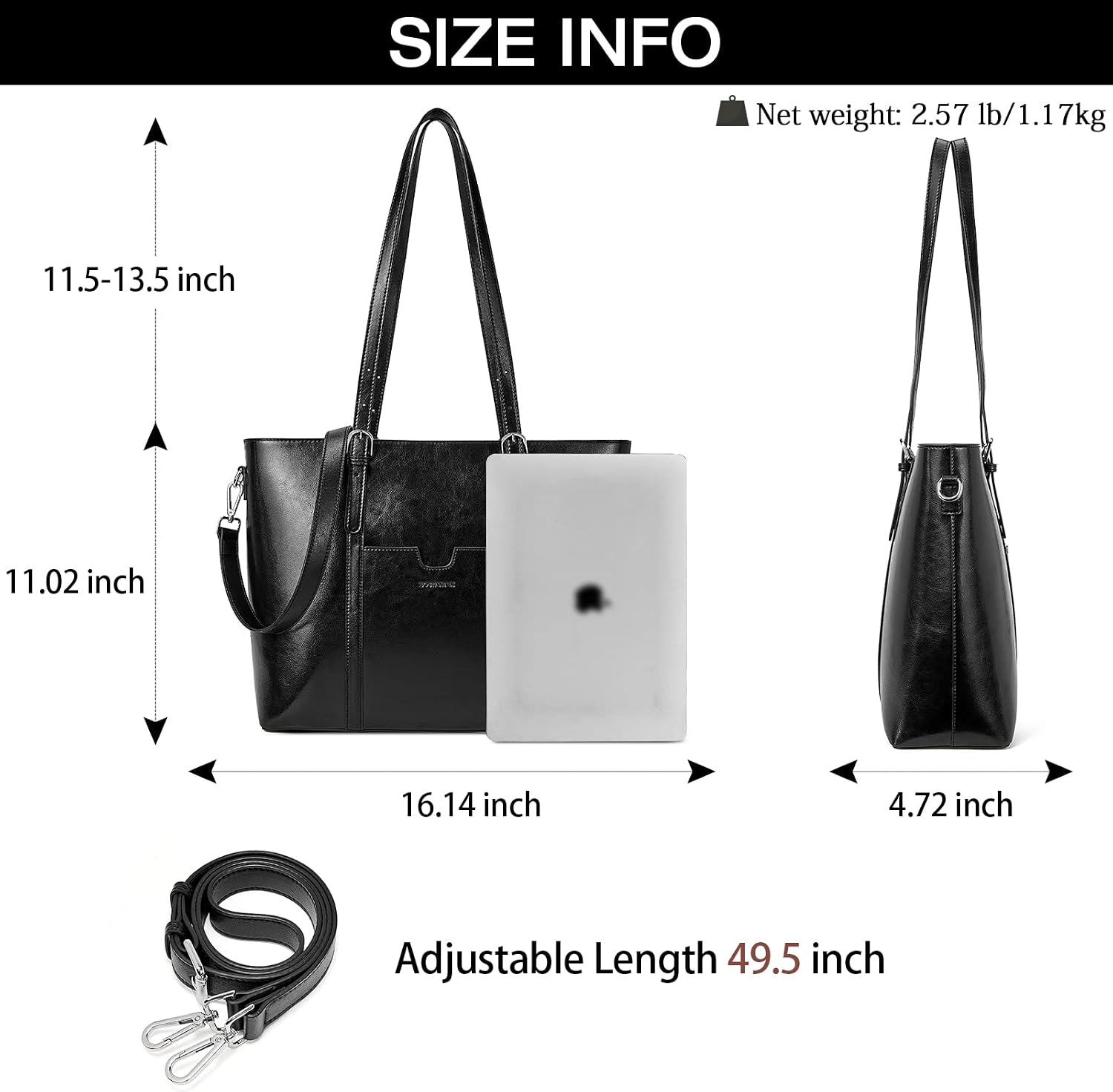 BOSTANTEN Leather Laptop Bag Work Tote for Women Shoulder Handbag Briefcase 15.6 inch Satchel Computer Bag