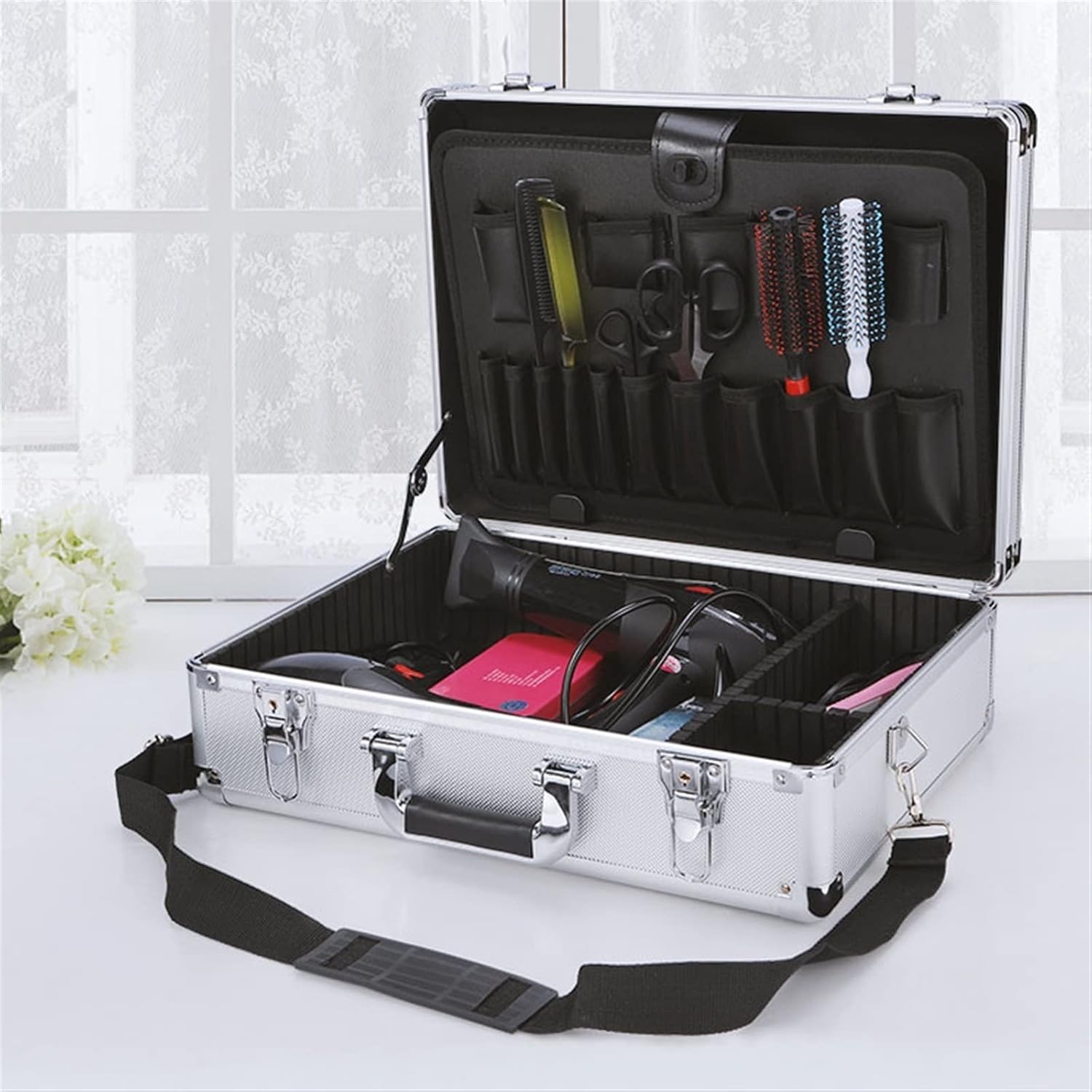 Portable Tool Box Tool Box Portable Storage Tool Box Aluminum Tool Storage Box Safe with Removable Compartment, Black Small Parts Box (Color : 1)