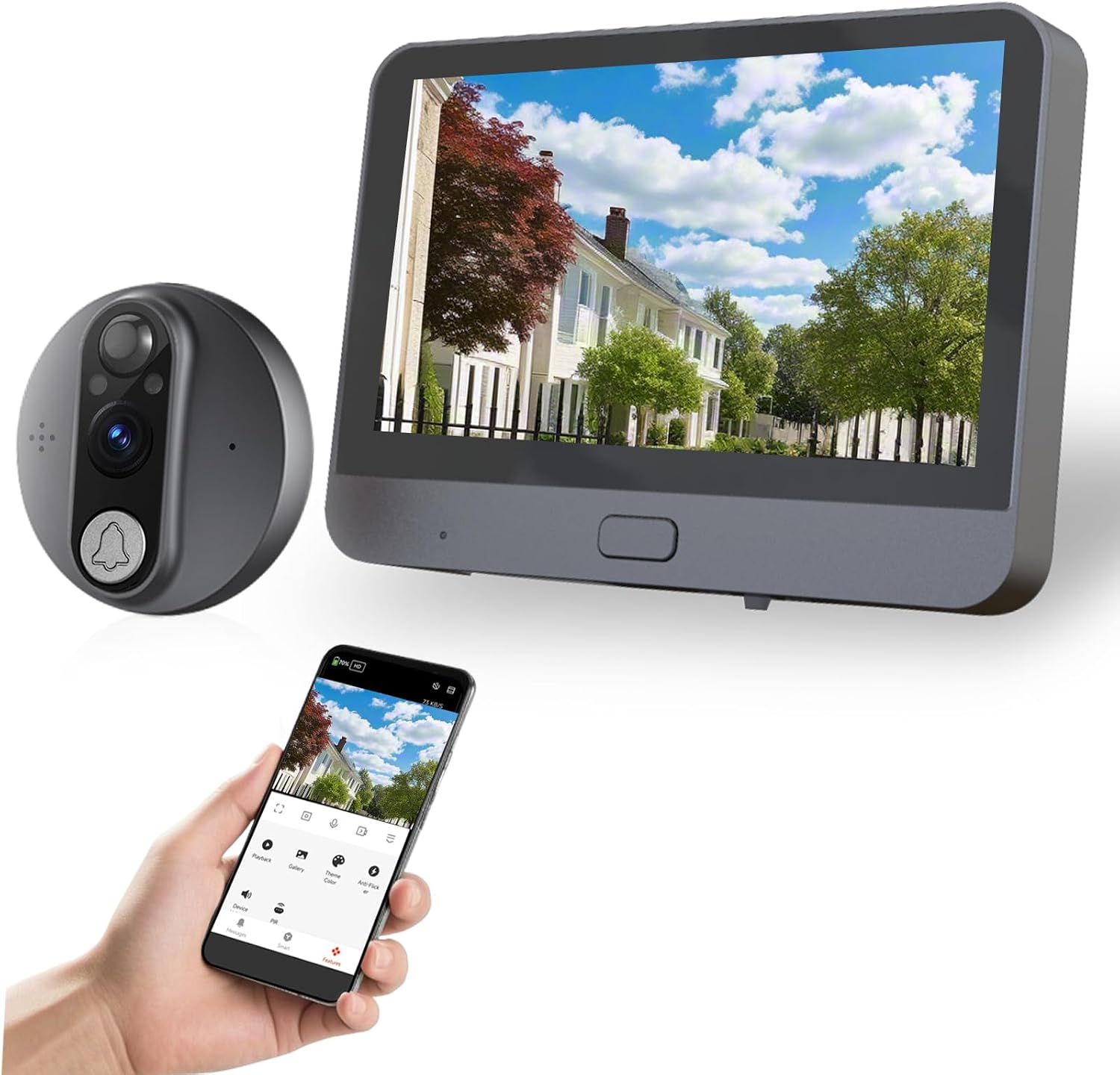 Cawhun Peephole Camera WiFi Doorbell with 4.3' LCD Smart Door Viewer – 1080P | 120° View, Night Vision, Motion Alerts & 2-Way Talk | Security Door Viewer for Homes/Apts via Smart Life App