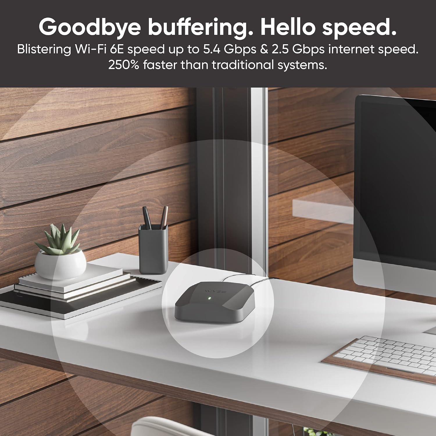 Wyze AXE5400 Tri-Band Wi-Fi 6E Mesh Router Pro, Covers up to 4000 Sq. Ft, 150+ Devices, Replaces Legacy Routers for Whole Home Coverage, Supports Wired Backhaul - 2 Pack