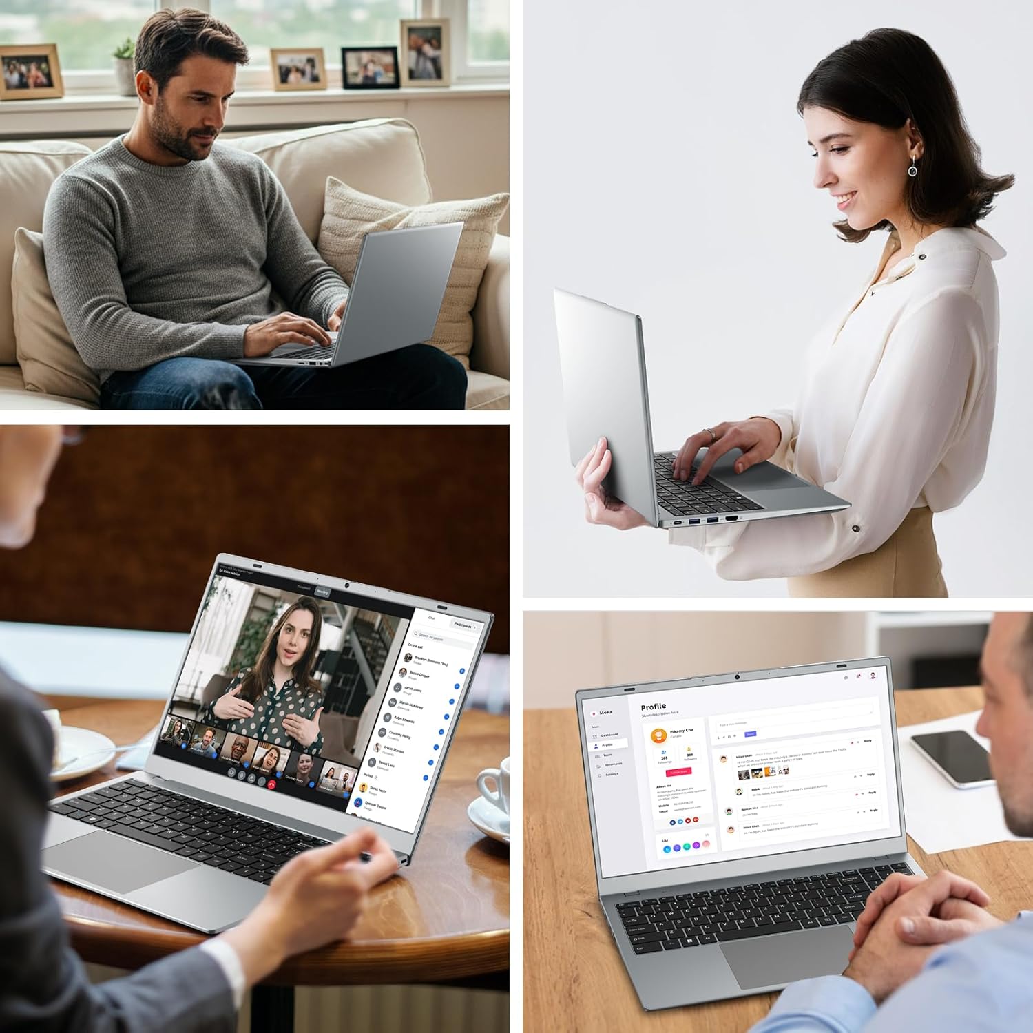 Laptop Computer, 16GB RAM 256GB SSD Laptops, 6500Y Processor (up to 3.4GHz), 15.6' FHD IPS Display, Laptop for Student and Business, WiFi 5, BT 5.0, Sliver