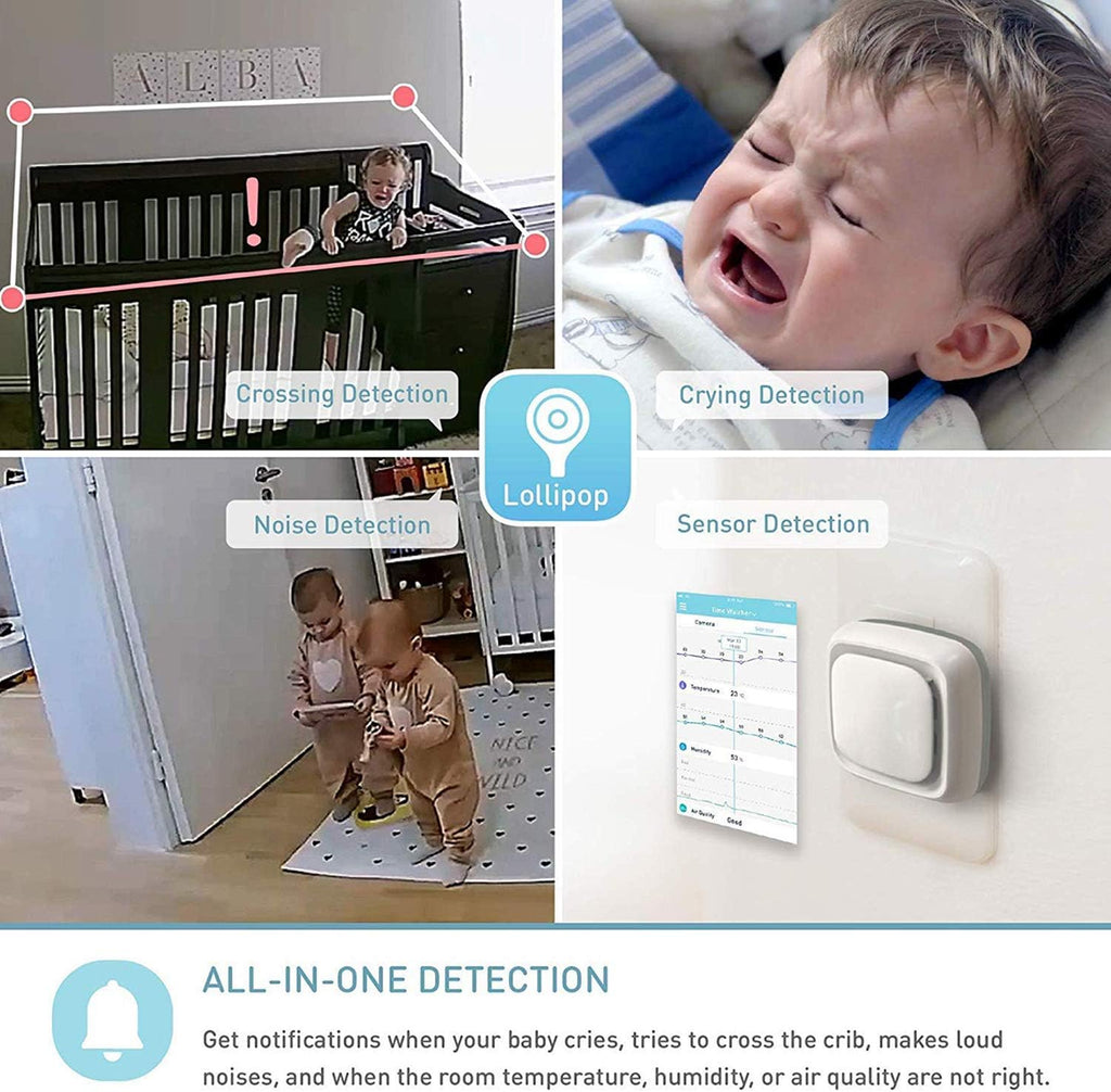 Lollipop Baby Monitor Upgraded Smart Wi-Fi Camera of True Crying Detection, Two-Way Audio, Infrared Night Vision – Ideal Gift for Baby Shower