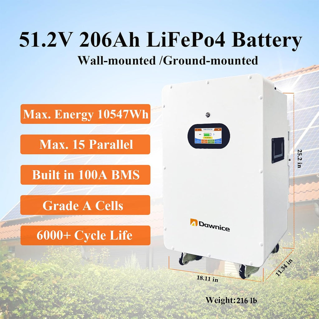 11KW Off-Grid Solar Power System Complete Kit with 20PCS Bificial 550W Solar Panels 10KW Solar Storage Inverter with MPPT Controller 48V 206Ah 10Kwh LiFePO4 Battery 120/240Vac