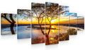 Startonight Huge Canvas Wall Art - Sunrise On The Lake Large Framed Set of 7 40' x 95'