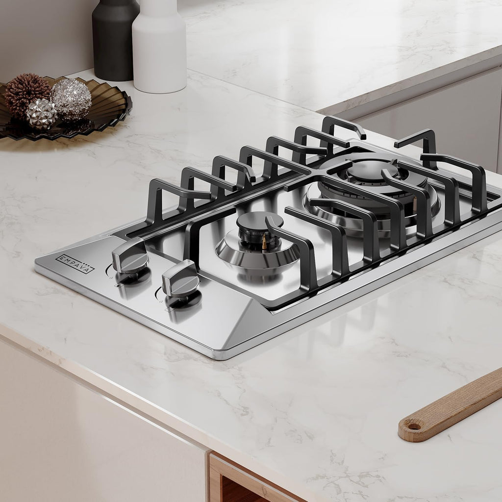 Empava 12' Gas Cooktop, Rv Stove Top, 2 Burner Italy SABAF Sealed, Cooktops, NG/LPG Convertible in Stainless Steel