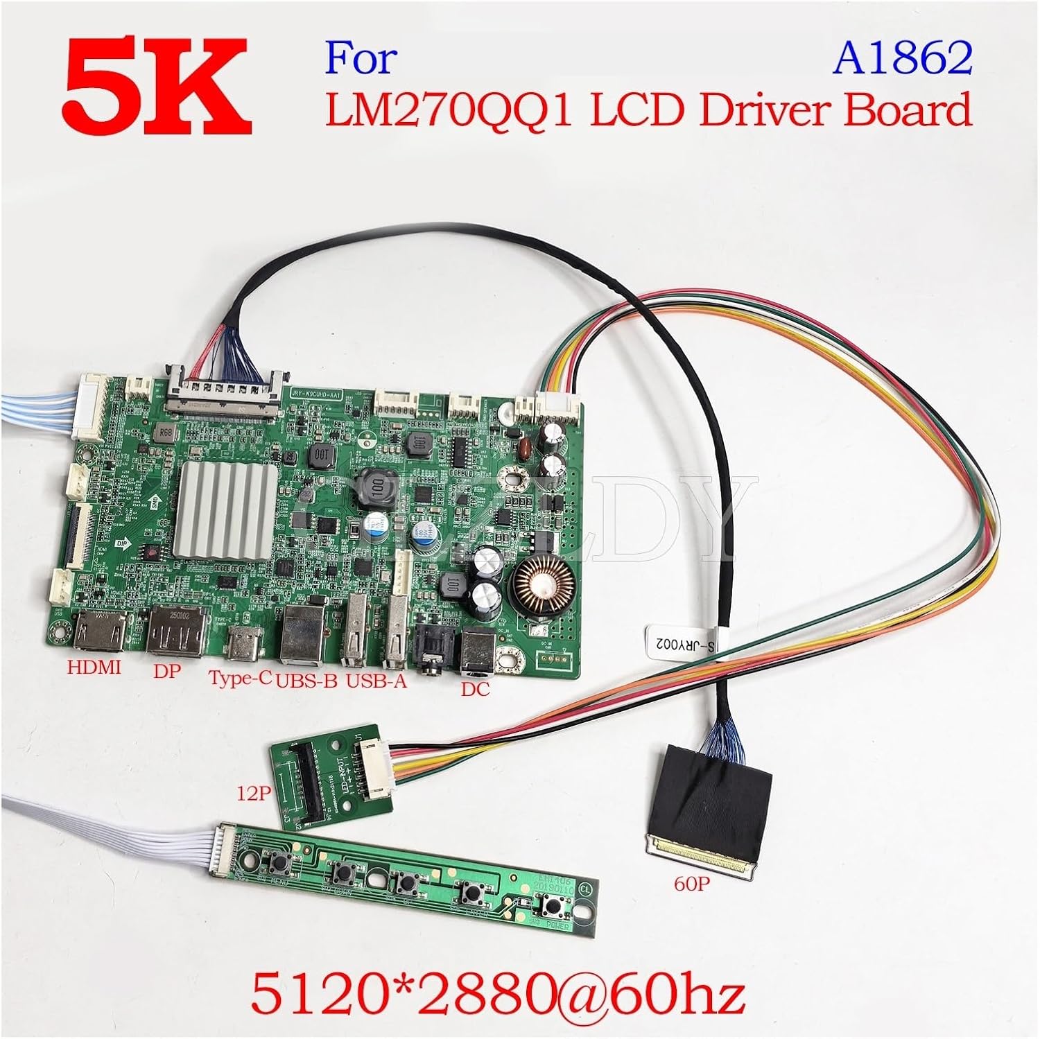 27 ''5120x2880@60Hz A1862 A2115 5K LCD Controller With DP Type-c Driver Board DIY Monitor Kit For LM270QQ1 LM270QQ2 Screen(LM270QQ1)