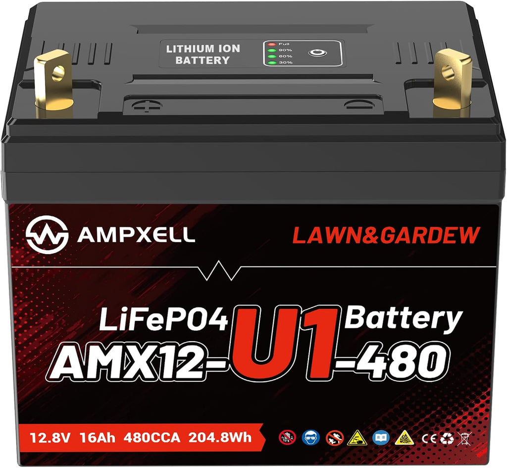 Group U1 Lithium LiFePO4 Lawn Mower Battery,Garden Tractor Battery 480CCA,Compitable for Ride on Lawn Tractor and Mower,Fits for John Deere,Cub Cadet,Craftsman,Troy-Bilt Mower, and Generator