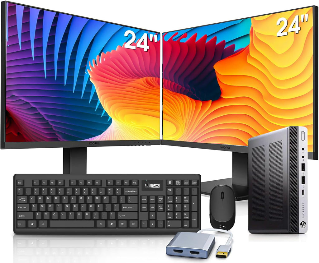 HP 800 G3 Mini Computer PC with Dual 24 inch Monitors Bundle,Intel i7-6700, 32GB RAM,New NVMe 1TB SSD, Wi-Fi 6e,Bluetooth 5.2,Windows 11 (Renewed)