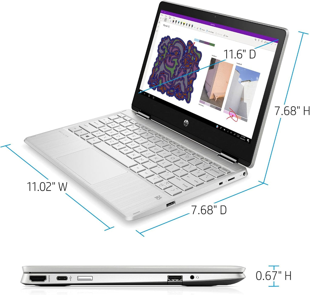 HP Pavilion X360 2-IN-1 11.6' HD Touch-Screen WLED-backlit Laptop, Intel Pentium N5000 up to 2.7GHz, 4GB DDR4, 128GB SSD, Bluetooth, Wireless-AC, HDMI, Webcam, USB 3.1-C, Media Card Reader, Windows 10