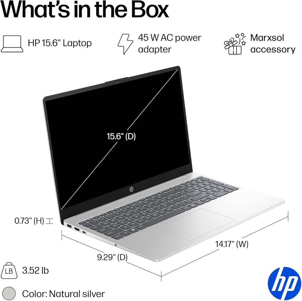 HP Laptop for 2025-2026 Home Student Business, Lifetime MS Office, AI Computer, 15.6' FHD, AMD Ryzen 7, 16GB RAM, 1TB Storage (512GB SSD+500GB Ext), Wi-Fi 6, Privacy Cam, MarxsolAccessory, Win 11 Pro