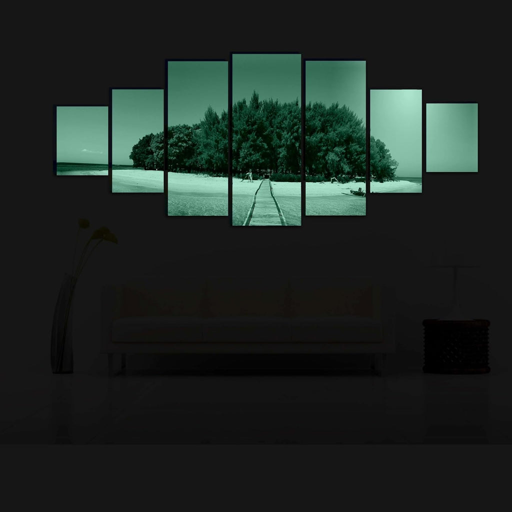 Startonight Huge Canvas Wall Art - Road to Island Beach Large Framed Set of 7 40' x 95'