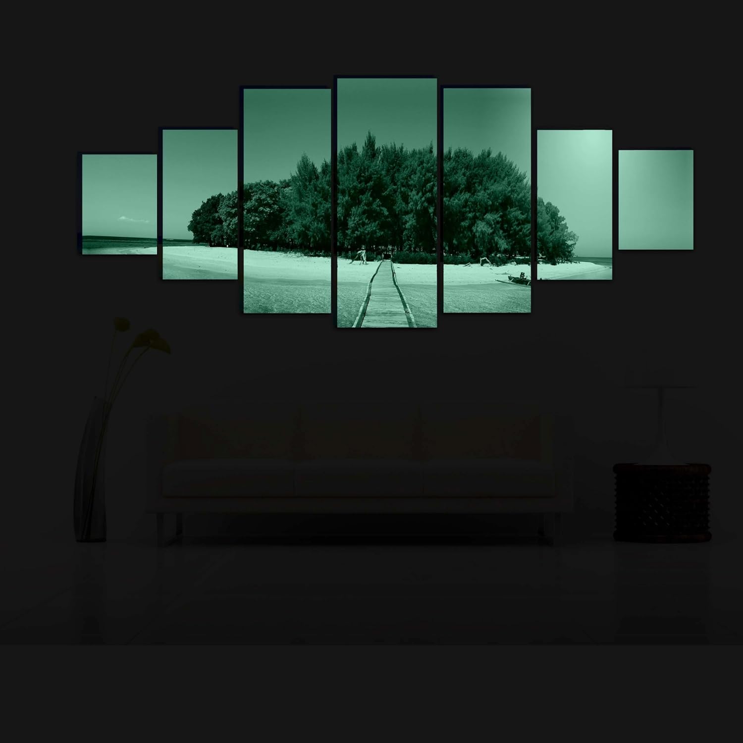 Startonight Huge Canvas Wall Art - Road to Island Beach Large Framed Set of 7 40' x 95'