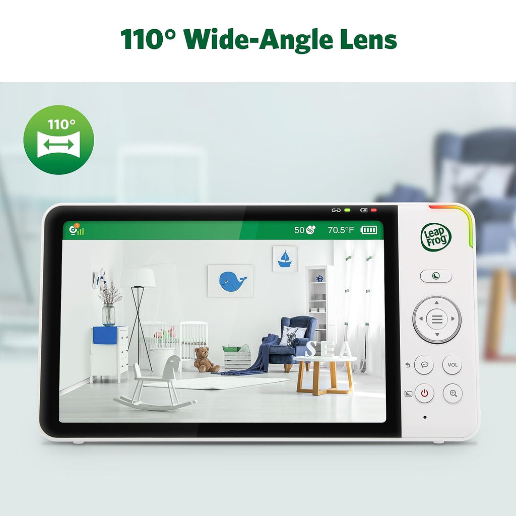 LeapFrog LF920-2HD 2-Camera Video Baby Monitor with 7' HD Screen - Split Screen, 1080p Color Night Vision, 360° Pan Tilt 8X Zoom, Night Light, Temp & Humidity Sensor, 1000ft Range - No WiFi Needed