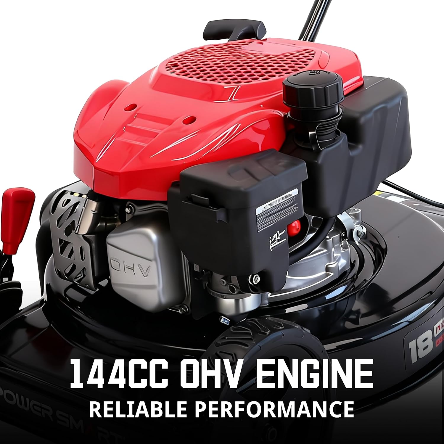 PowerSmart 18-Inch Gas Push Lawn Mower with 144cc 4-Cycle OHV Engine, 2-in-1 with Mulch and Side-Discharge, 5-Position Adjustable Cutting Height (DB8618C)