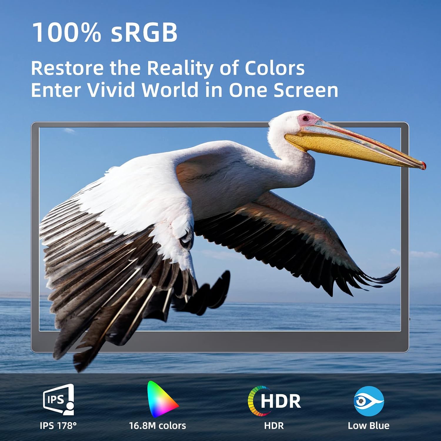 Upperizon Portable Monitor 15.6' 4K UHD 3840X2160 100% sRGB 60Hz IPS HDR HDMI USB-C Travel Monitor for Laptop MacBook PC Surface PS5 Xbox, Second Screen with Cover & Speakers, VESA Compatible