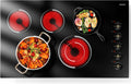 Electric Cooktop 36 Inch - Drop-in(34.25'x19.3') 5 Burner Electric Stove Top 8400W High Power, 36' Ceramic Cooktop Stove with Knob Touch, Dual Ring, Overheat Protection, 220-240V Hard Wired