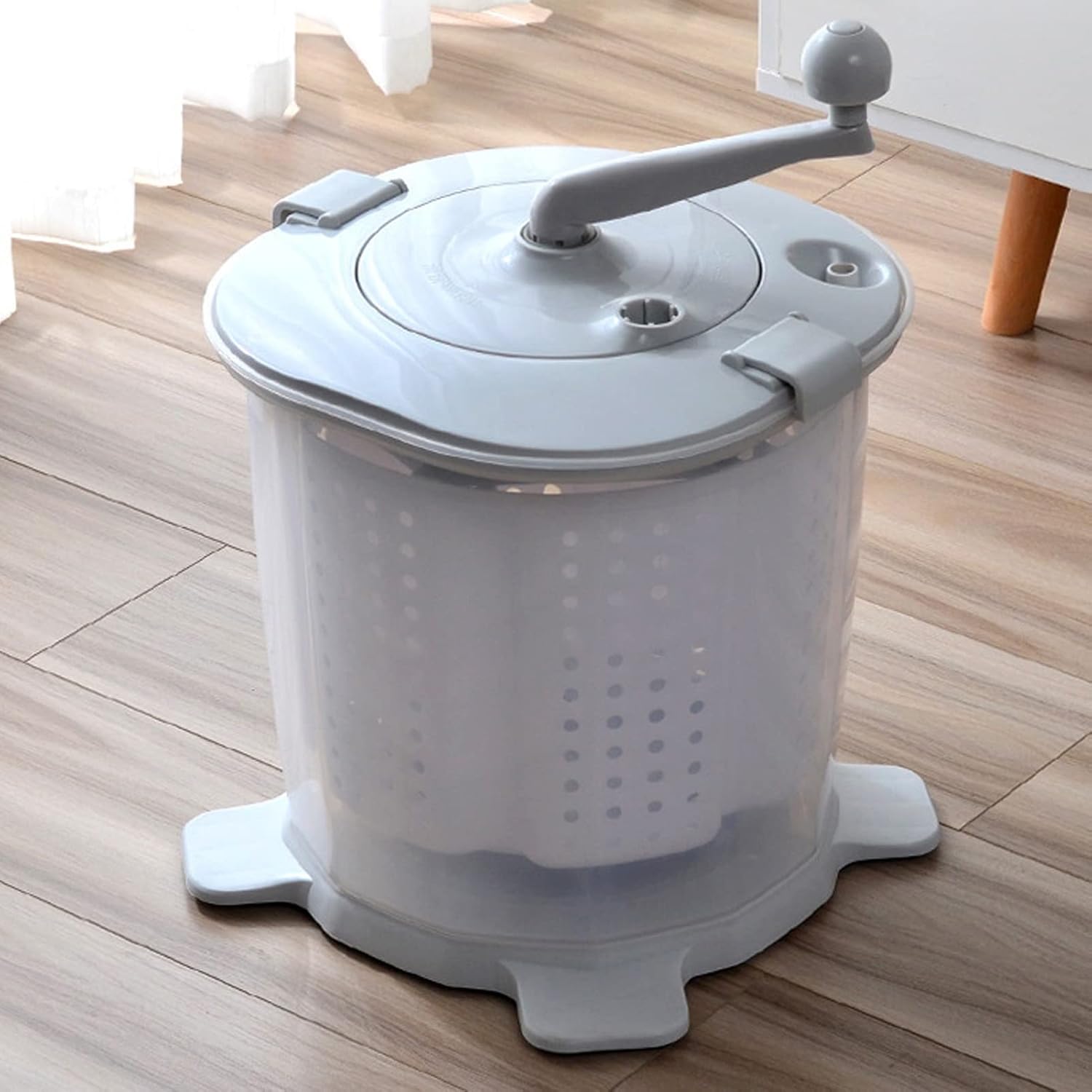 Portable Mini Washing Machine, 1200RPM Fast Dry Manual Hand Clothes Washer, Small Clothes Folding Washing Machine for Underwear Baby Clothes Socks (Nordic Grey)