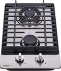 12 Inch Gas Cooktop, 2 Burners Built-in Gas Stovetop Stainless Steel Gas Stove Top LPG/NG Convertible Dual Fuel Sealed Gas Hob