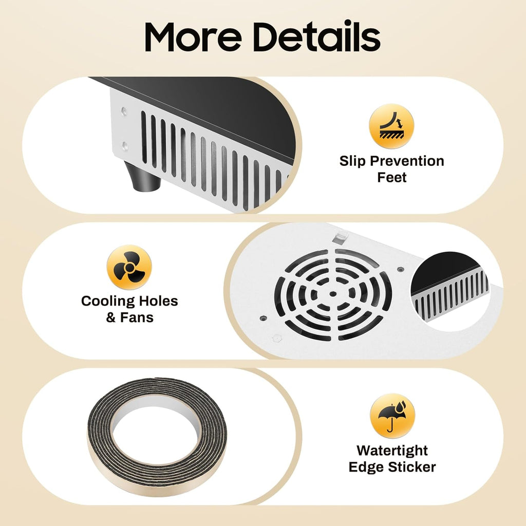 4 Burners 3000W Electric Cooktop, 21inch Electric Hot Plate Ceramic Cooktop with Timer, 9 Heating Level, Kid Safety Lock, Sensor Touch Control, for Kitchens Offices