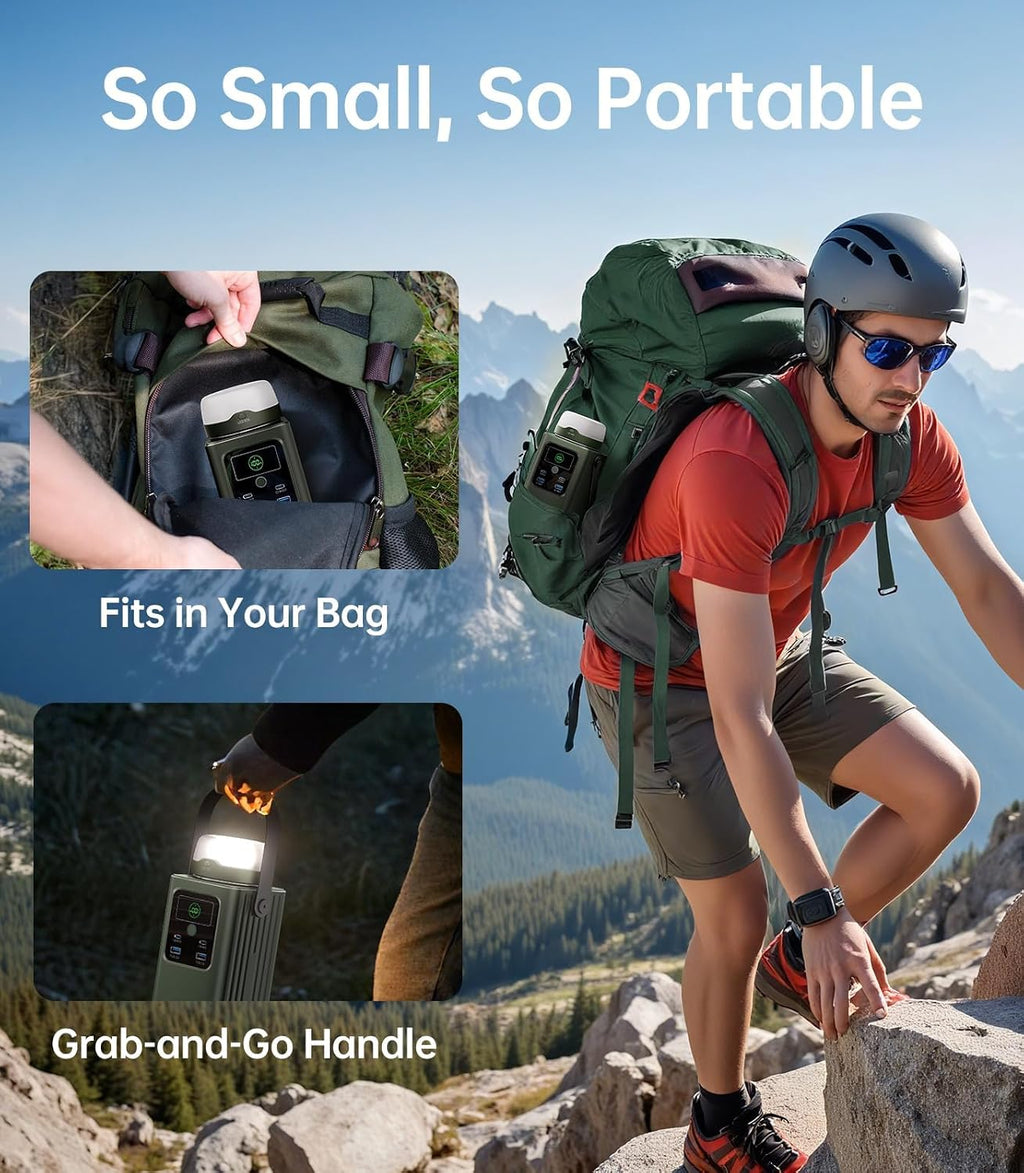 Camping Portable Power Station 198.4 Wh (62000mAh), [Top Safety] 100W Fast Charging Power Bank with LiFePO4 Battery, Small Generator with Detachable Light for Travel Home Backup Outdoor Emergency