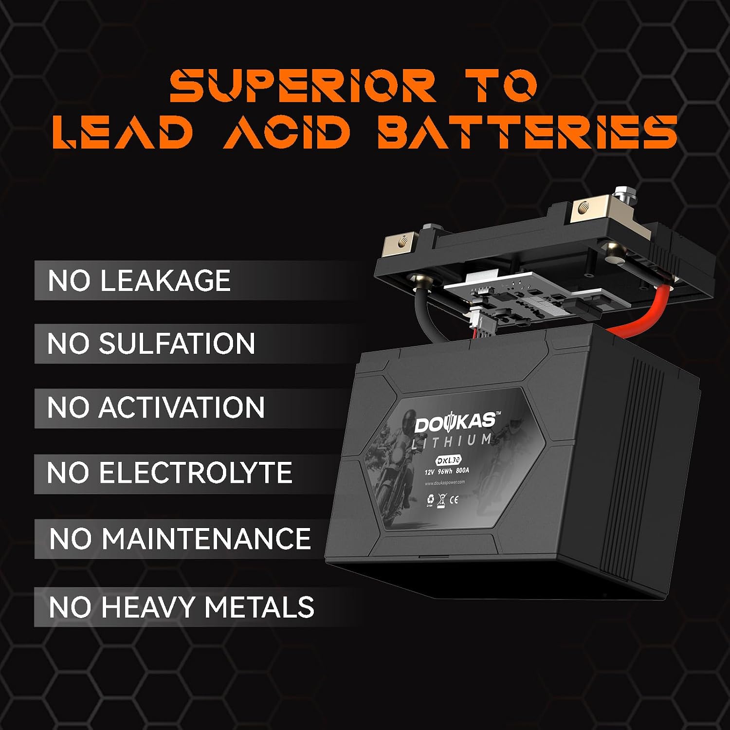 DKL30 YTX30L-BS 800A LiFePO4 Motorcycle Lithium Battery, 12V 8Ah Powersports Battery, Compatible Jet Ski, ATV, Lawn Mower, Scooter, Generator Battery, Snowmobile