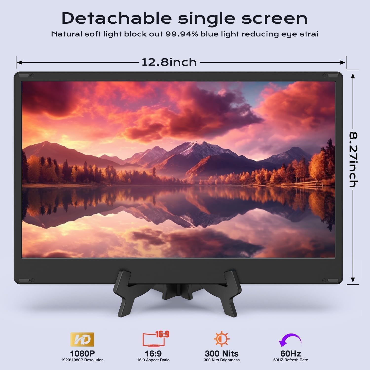Laptop Screen Extender, 14' FHD 1080P Laptop Monitor Extender, Stretchable Base and Detachable Screen, Plug & Play, Triple Screen Extender Compatible with Windows, Mac, Chrome