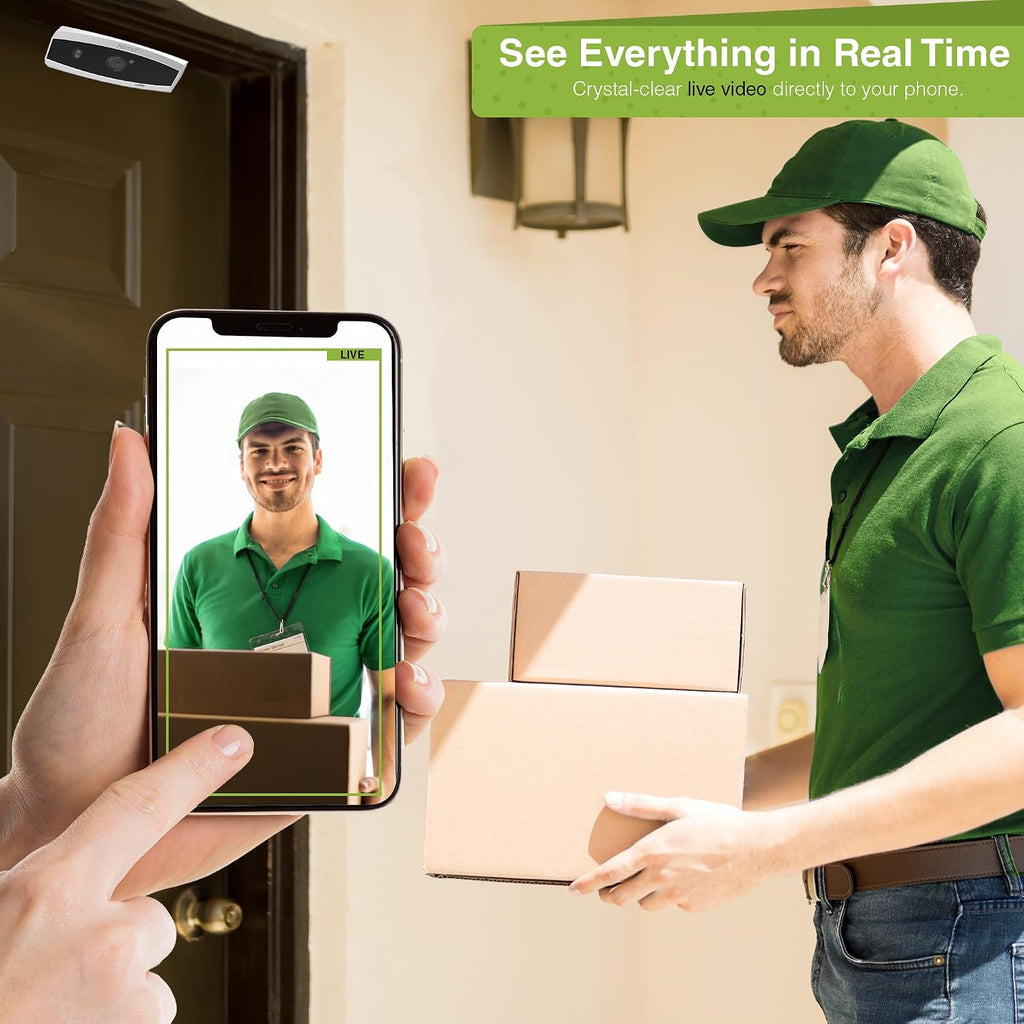 Remo+ DoorCam 3 Over-The-Door Wireless Security Camera, 12-Hour Rolling Video Storage with No Subscription, 1080p Video, Night Vision, 2-Way Talk, AI with Human Detection & Alexa Compatibility