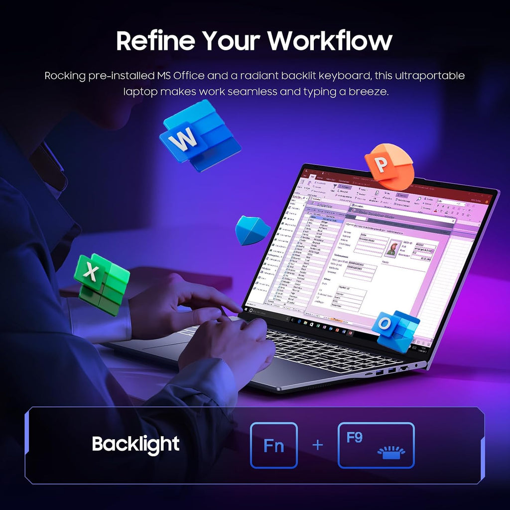 16' Core i5 Laptop, 16GB RAM, 512GB SSD, MS Office 2024, IPS(1920 x 1200) 16:10 Display, Win 11 Pro Notebook Computer with BT5.0 Wi-Fi, 3xUSB A, HDMI, RJ45, Backlit Keyboard, Space Grey