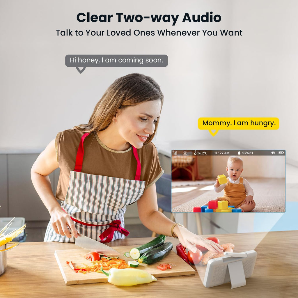 ieGeek Baby Monitor with 2 Cameras, 5' Large Screen Split-Screen Video Baby Monitor | 2K HD Non-WiFi Monitor with App & Parent Unit | Night Vision, 2-Way Audio, Cry Detection, Temperature Sensor