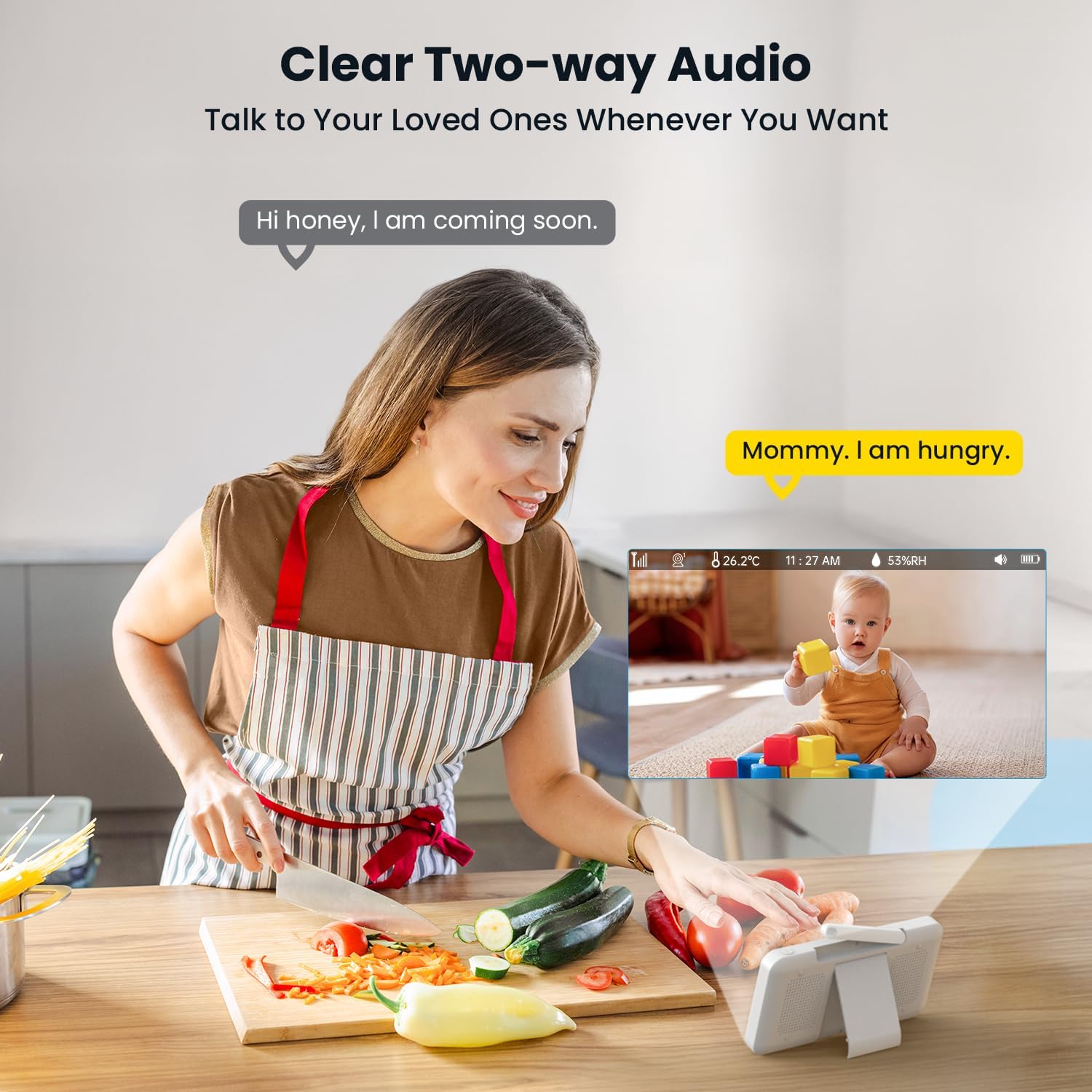 ieGeek Baby Monitor with 2 Cameras, 5' Large Screen Split-Screen Video Baby Monitor | 2K HD Non-WiFi Monitor with App & Parent Unit | Night Vision, 2-Way Audio, Cry Detection, Temperature Sensor