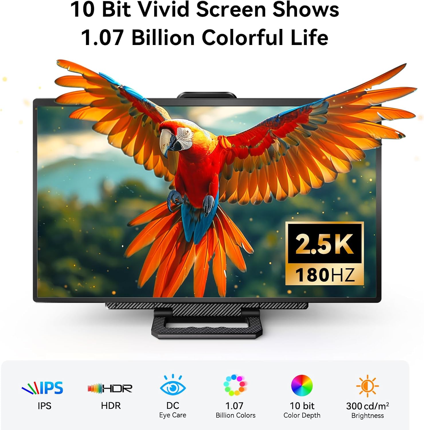 24' 180Hz Gaming Monitor, 2.5K 2560x1440 QHD Fast IPS 112.5% sRGB Large Portable Monitor, Height & Rotation Adjustable Stand Type-C HDMI Eye Care External Screen for Laptop Phone PS4&5 Switch Xbox