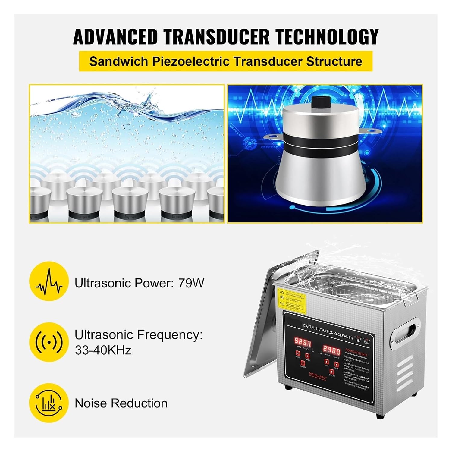 2L 3L 6L 10L 22L 30L Ultrasonic Cleaner Stainless Steel Portable Heated Cleaning Washing Machine Ultrasound Home Appliance(22L)