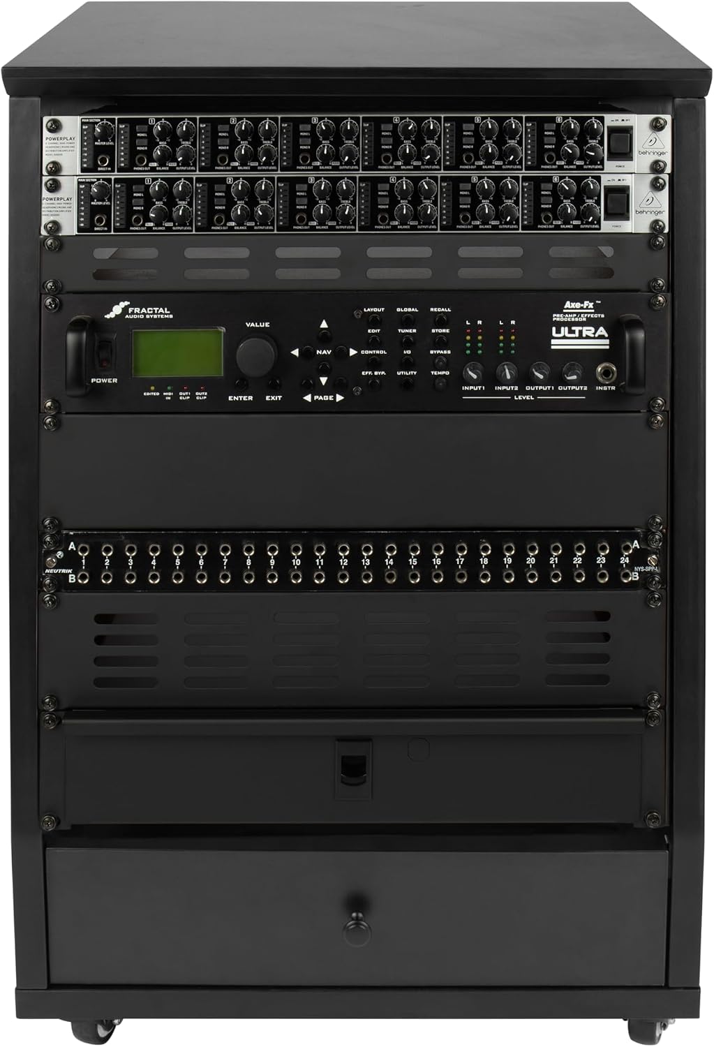 Gator Frameworks Elite Furniture Series 12U Angled Studio Rack with Locking Casters, Black Finish (GFW-ELITESTUDIORK12-BLK)