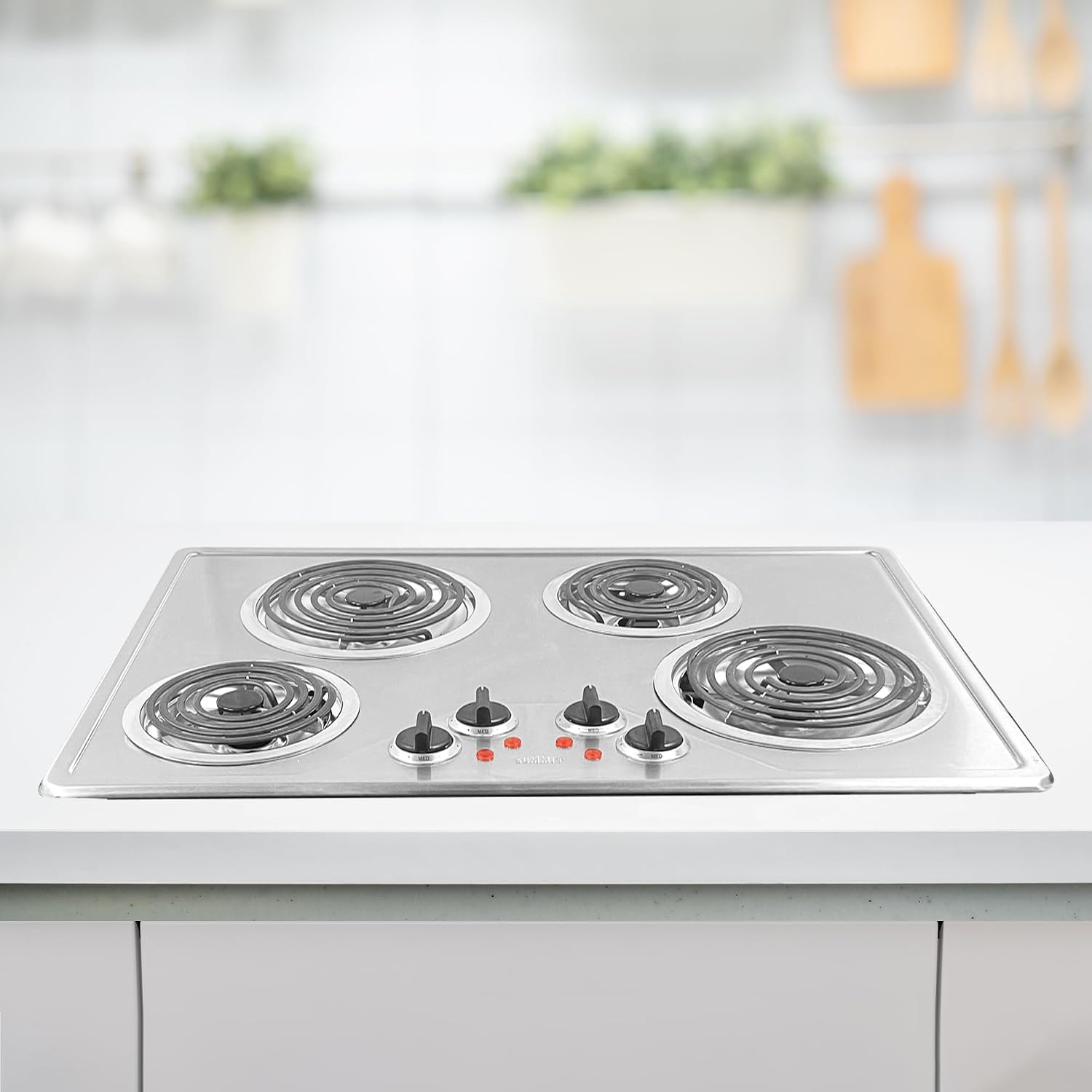 Summit 30' 4 Burner Electric Cooktop, 230 Volt Coil Electric Cooktop, ADA compliant, Stainless Steel- CR430SS