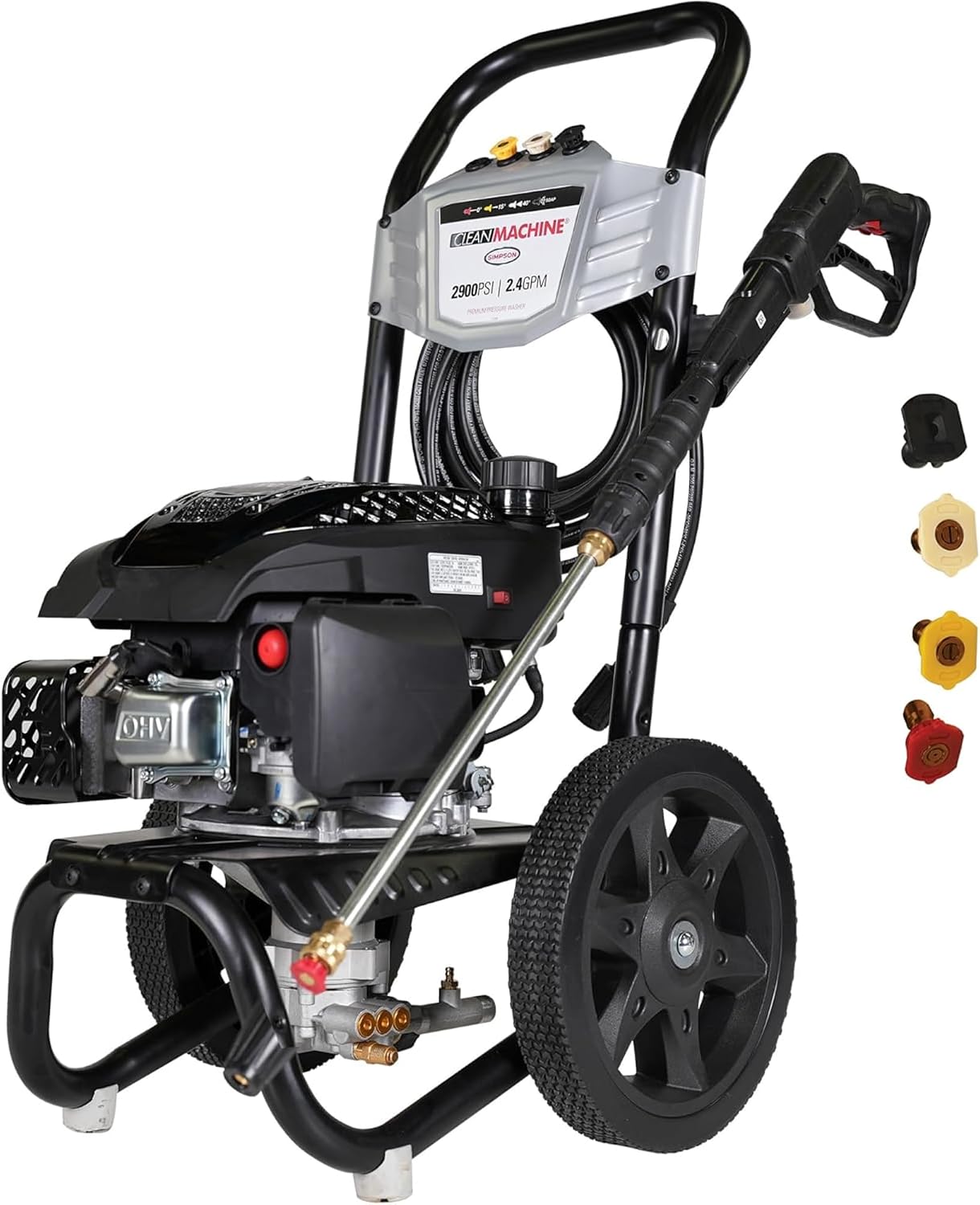 Simpson Cleaning 2900 PSI Gas Pressure Washer, 2.4 GPM Residential Power Washer with Siphon Hose, 25' Hose, Clean Machine, 49-State (CM61455)