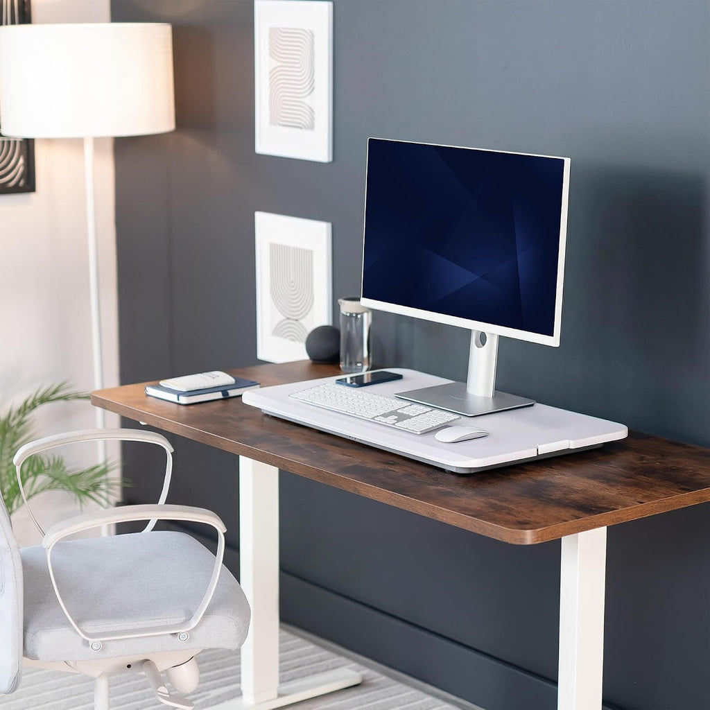 VIVO Economy Single Top Height Adjustable 29 inch Standing Desk Converter, Sit Stand Tabletop Monitor and Laptop Riser Platform Workstation, White, DESK-V000UW