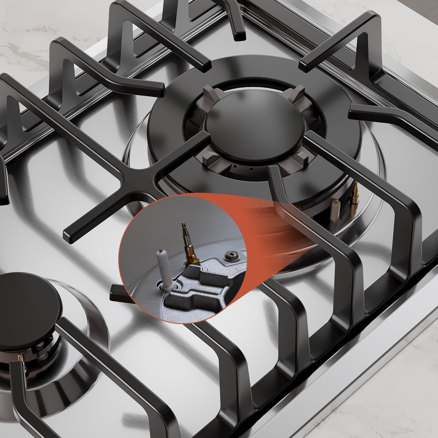 Empava 12' Gas Stove Cooktop with 2 Italy Sabaf Sealed Burners NG/LPG Convertible in Stainless Steel, 12 Inch