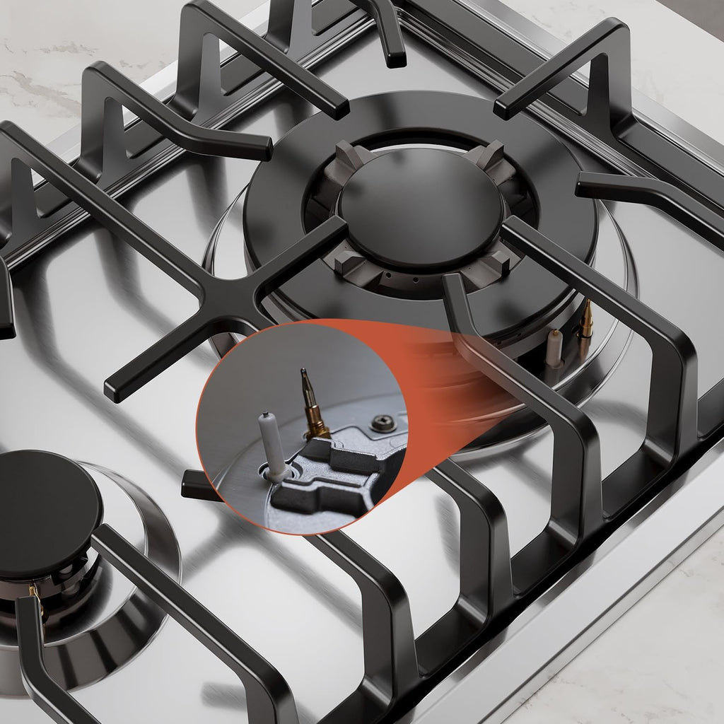Empava 12' Gas Cooktop, Rv Stove Top, 2 Burner Italy SABAF Sealed, Cooktops, NG/LPG Convertible in Stainless Steel