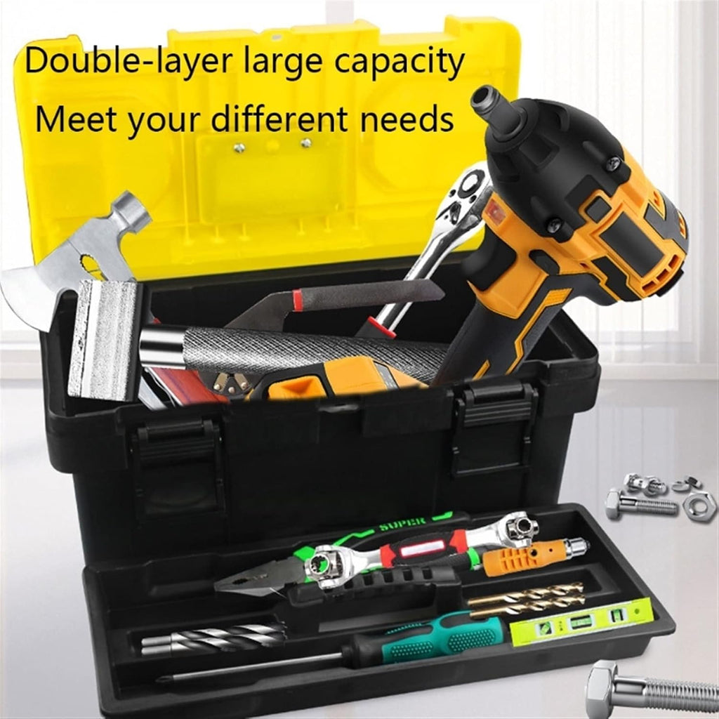 Portable Tool Box Plastic Tool Box Portable Tool Box Lockable Tool Box with Removable Tool Tray Electrician Auto Repair Box Storage Box Small Parts Box (Size : 17 inches)