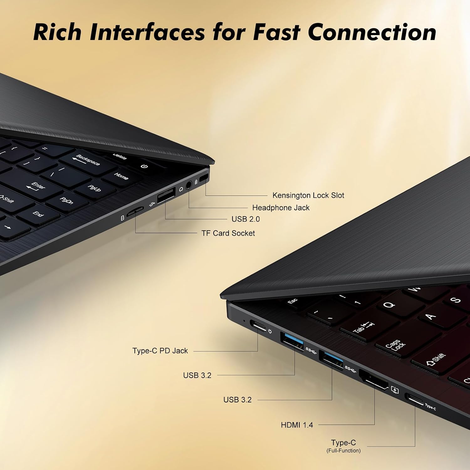 15.6 Inch Laptop Computer, Laptop with Gold 6500Y (Beat N5095, Up to 3.4GHz), 32GB RAM 1TB SSD, 1080P FHD IPS Display, Bluetooth, WiFi, HDMI, Type-C, 38WH Battery, Laptops