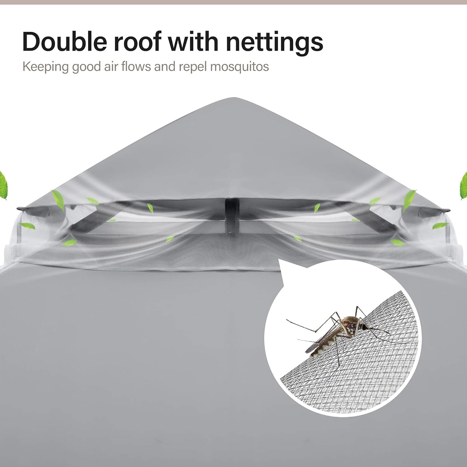 LAUSAINT HOME 10'x10' Waterproof Patio Gazebo with Mosquito Netting, Double Roof Outdoor Gazebo Pavilion Shelter for Backyard, Garden, Lawn, Wedding (Grey)